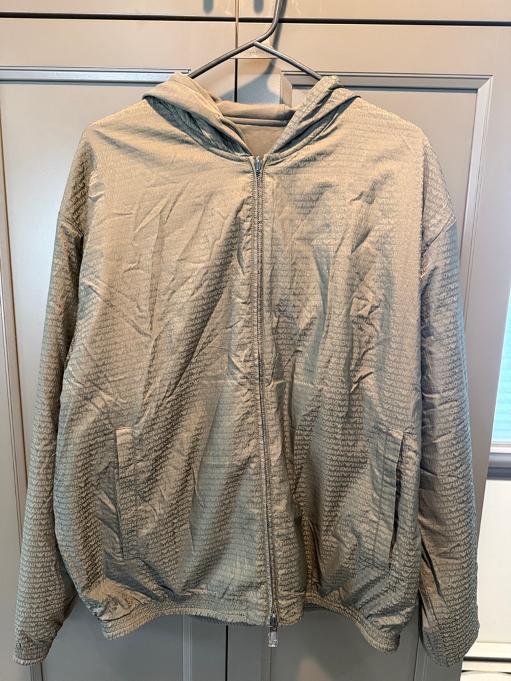 Emporio Armani Sage Green Zip Hoodie with Branded Lining - Picture 4 of 5